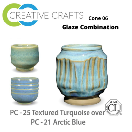 Blue Rutile PC-20 over Blue Midnight PC-12 Pottery Cone 5 Glaze Combination