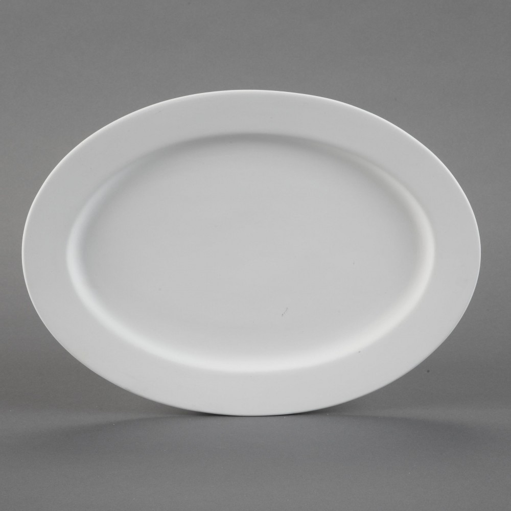 Ceramic Bisque Med Rimmed Oval Platter Case Of 6
