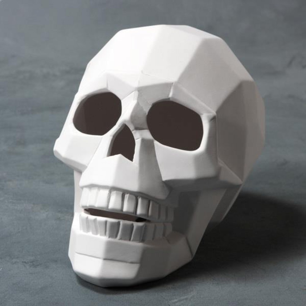 Unpainted Ceramic bisque faceted Skull